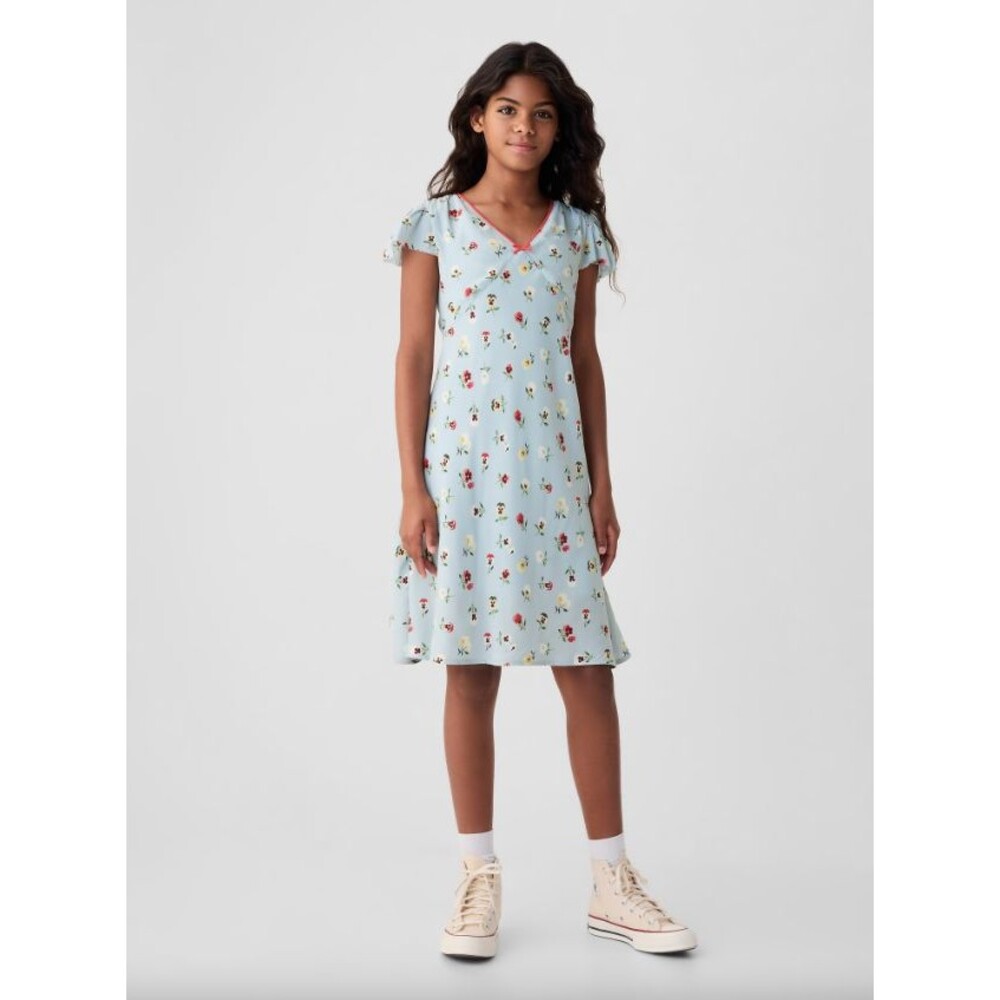 GAP × DÔEN Girls Floral Dress in Dublin Blue Size LARGE
